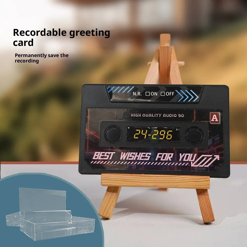 Sound recording greeting card with voice message, coated paper, 10x6x1.5 cm, for birthday or Valentine's Day