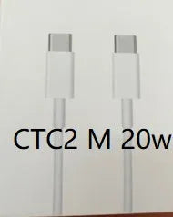 White 20W PD fast charger with UK plug and a USB Type-C charging cable.