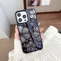 Electroplating pleated flower iPhone case in gold with soft shell and fall protection, for iPhone 11 to 15 Pro Max