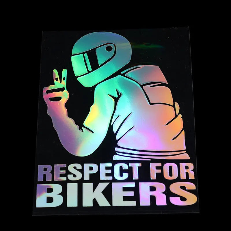 15x11cm motorbike respect decal sticker showing reflective and 3D carbon fibre colour options