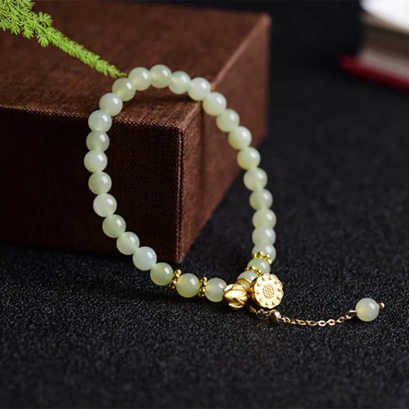 Two Shihuan natural Hetian Jade bracelet with fu character and constellation detailing in 6mm size
