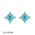 Brass gold-plated drop earring with a pear-shaped zircon stone in a candy colour.