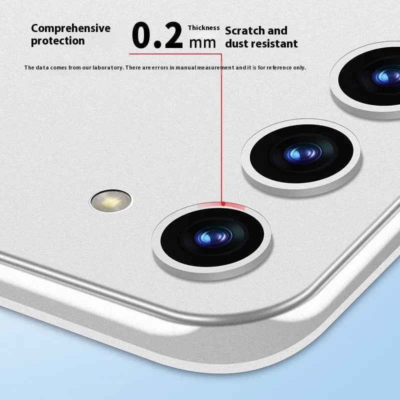 Ultra-thin transparent PC phone case for Samsung with frosted finish, heat dissipation, and bracket in white or black.