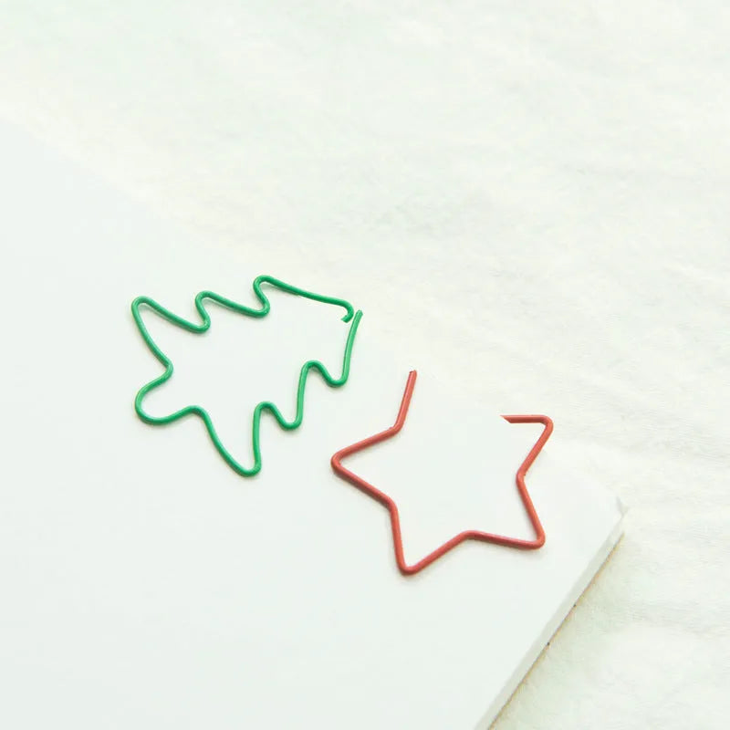 18 Christmas shaped coloured metal paper clips for festive document organisation