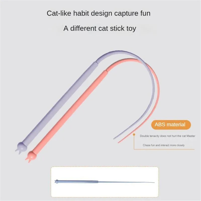 Simulated mouse tail cat toy stick with silicone tail and cat head design