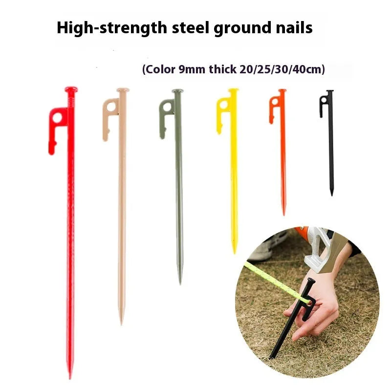 Outdoor camping steel nail stake 30cm black colour for tent and gazebo ground anchoring