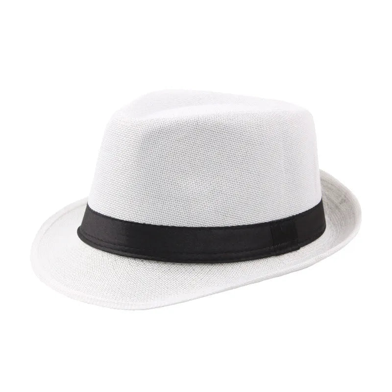 Fashion Personality Linen Top Hat for Men in beige, 58cm jazz hat with cotton-linen blend fabric
