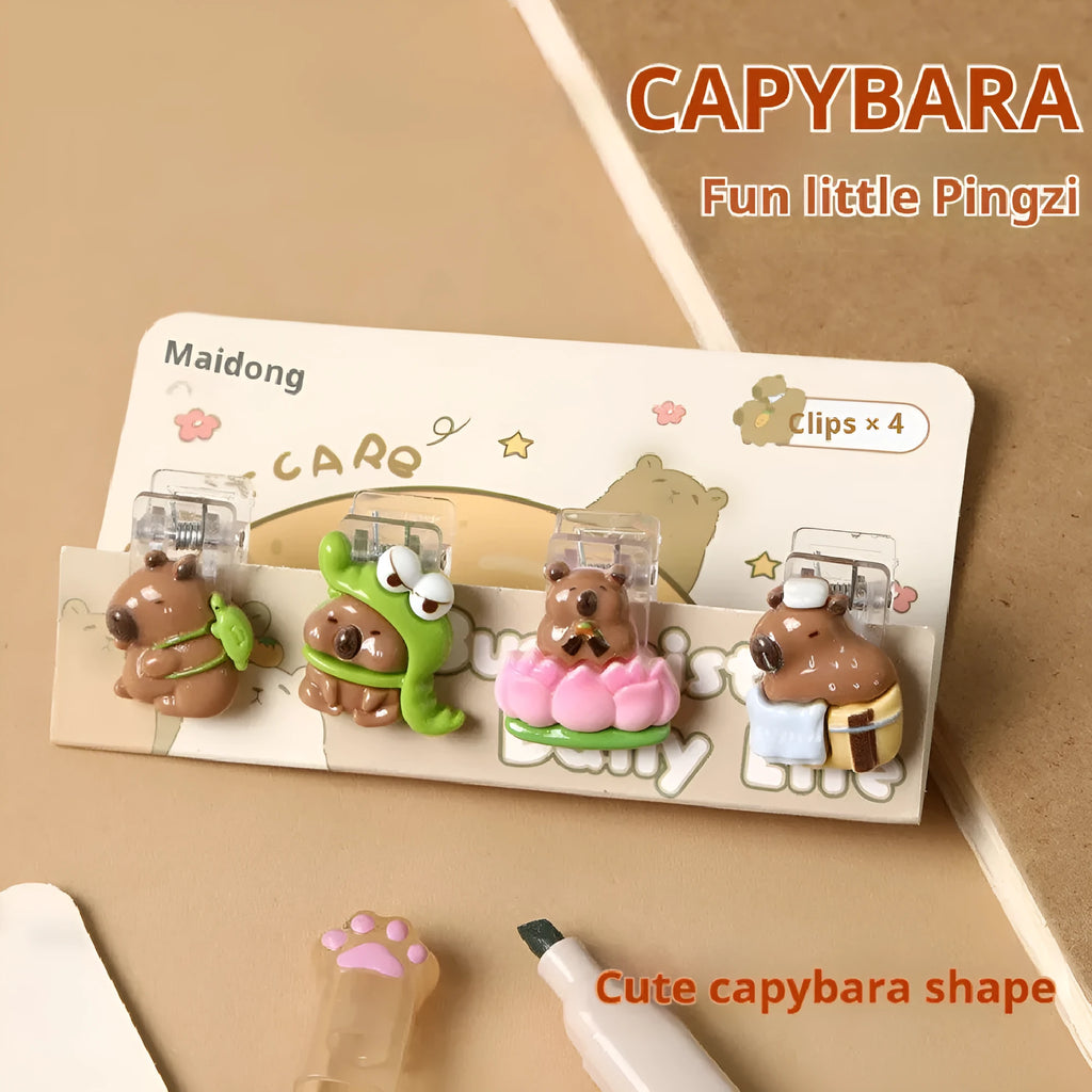 Set of 4 khaki cartoon fashion plastic barrettes, Capabala Clip Suit portable hair clips for women and girls