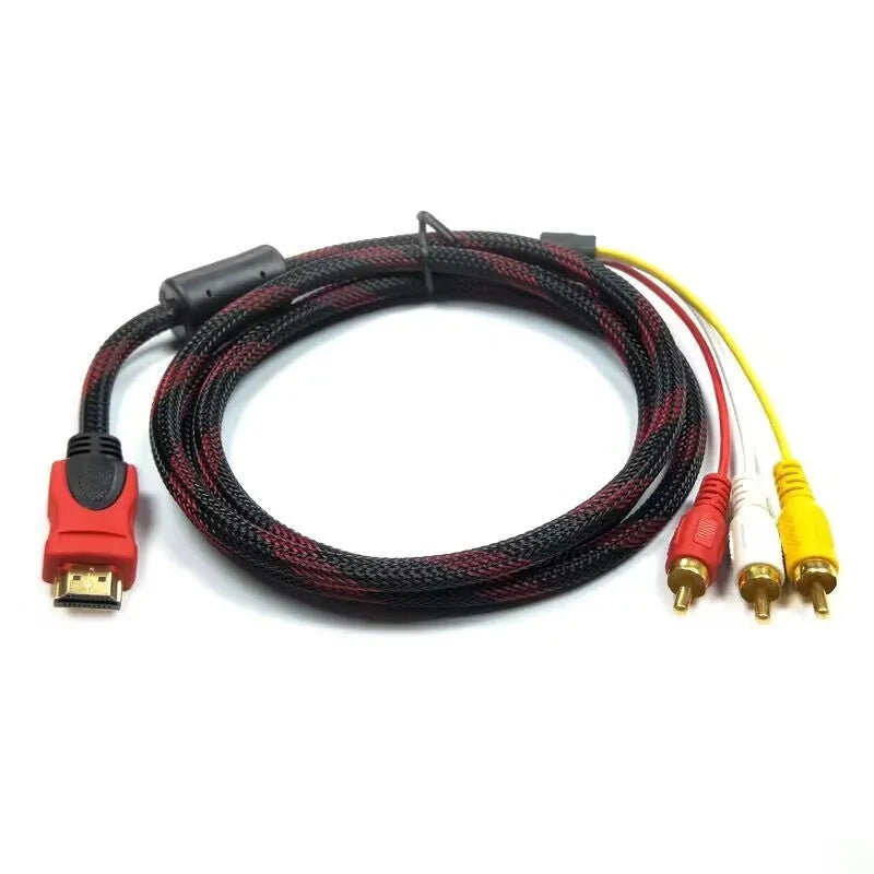 HDMI to AV15 M adapter cable with gold connectors and 1.5m black cable