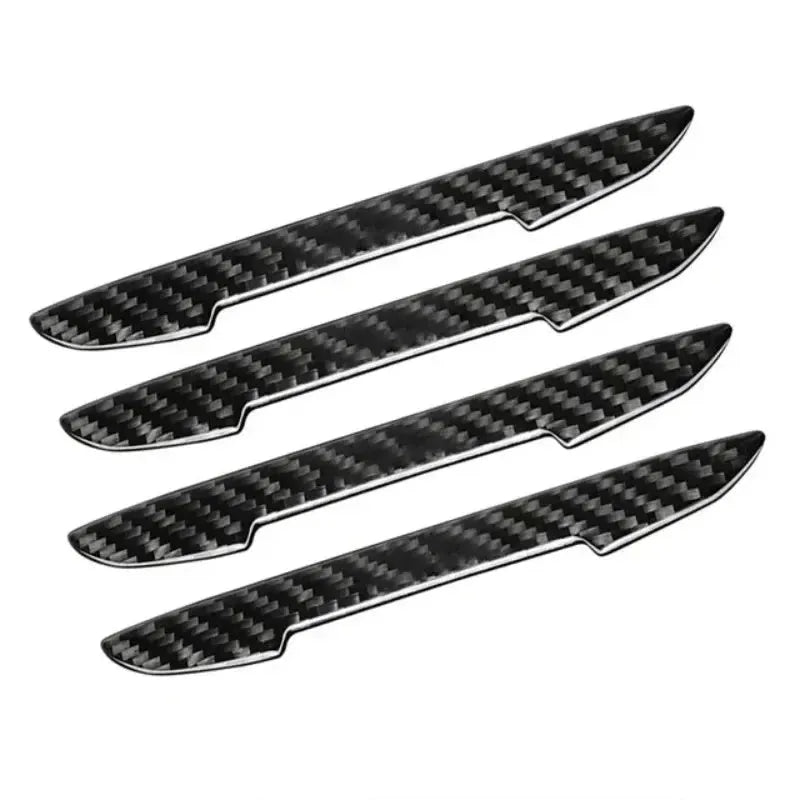 Black carbon fibre texture car door collision strips for universal vehicle protection