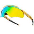 Frameless athletic windproof goggles with a colourful integrated lens.