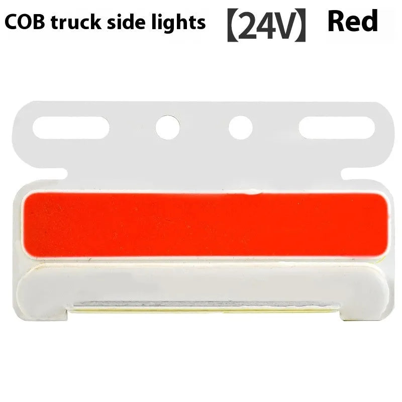 Waterproof aluminium COB LED light for truck side and ground tyre illumination in red, yellow, green, blue, or white.