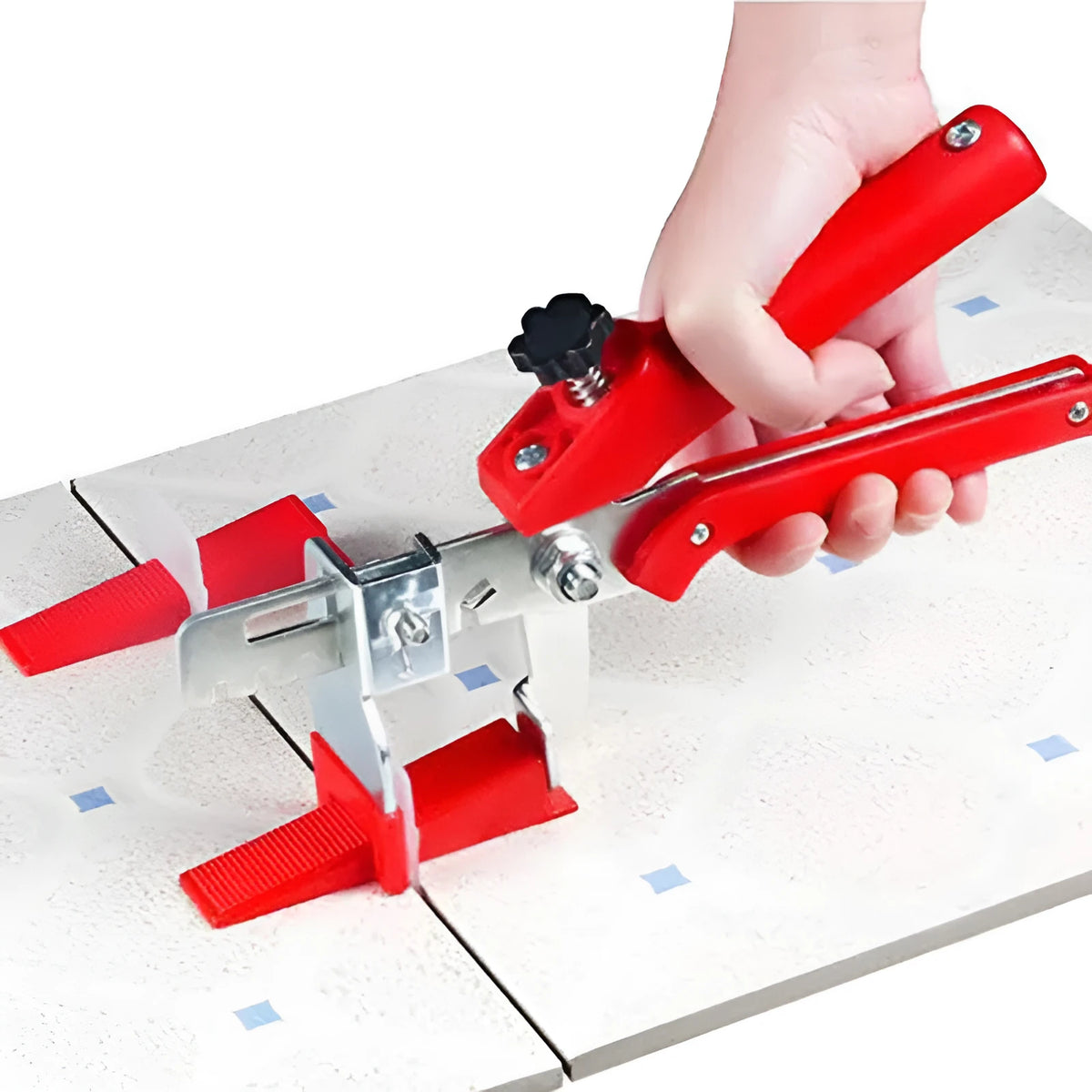 Red tile leveling clip with PVC handles and stainless steel clips, 23.0 x 11.5cm, 6-level adjustment tile installation aid