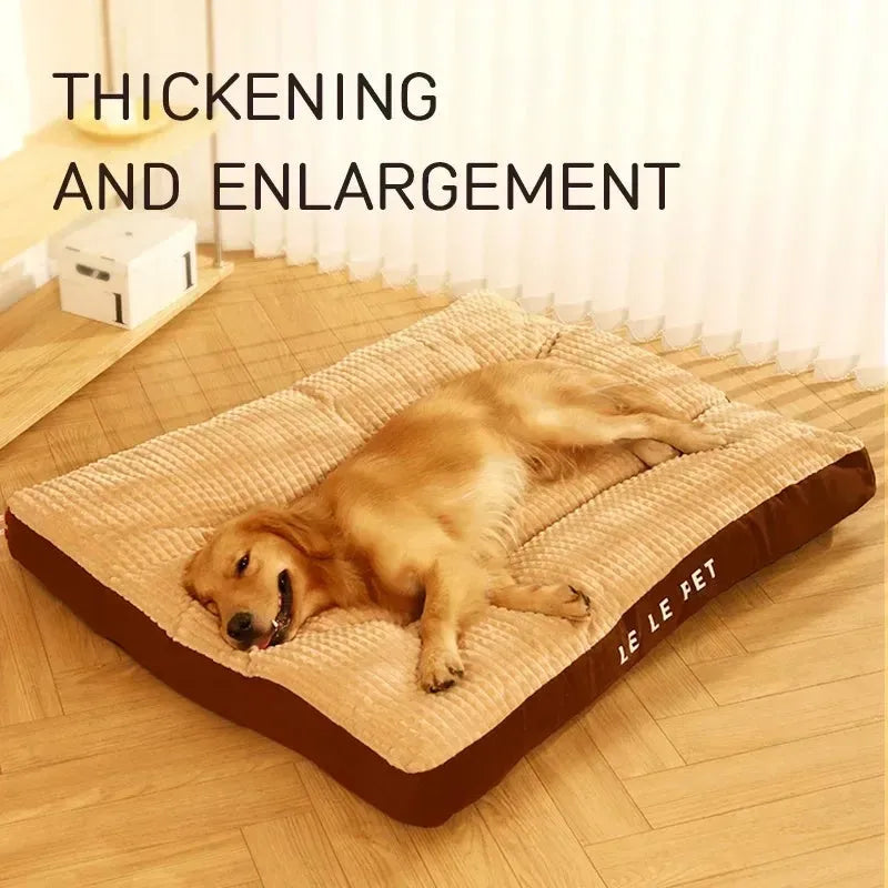 Coffee-coloured fleece dog bed with a detachable cushion, shown in a large size suitable for a big dog.
