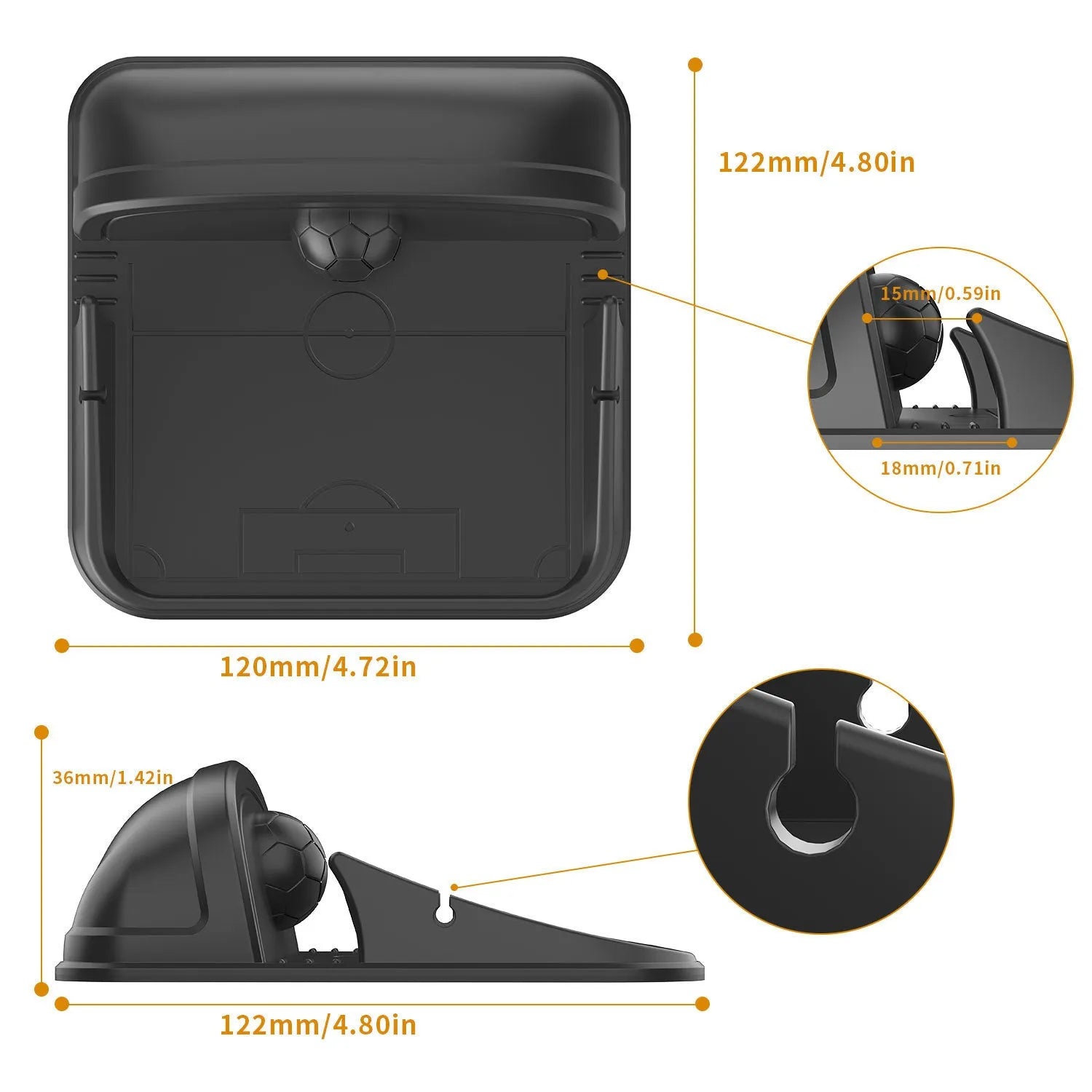 Peak-X5 coloured silicone automobile phone holder for car or desk.