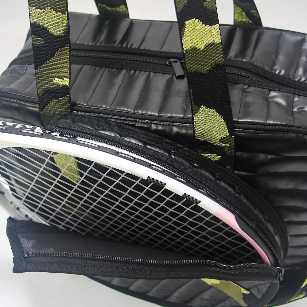 Fashion tennis racket bag in diving cloth, horizontal square shape, hand-carry crossbody shoulder pack, multiple colour options