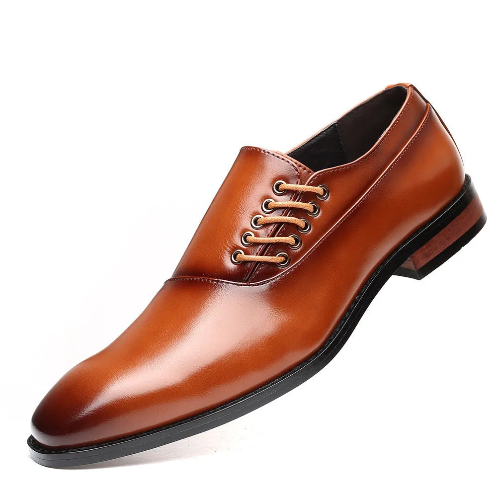 Plus size men's business formal shoes in artificial PU black colour with breathable upper