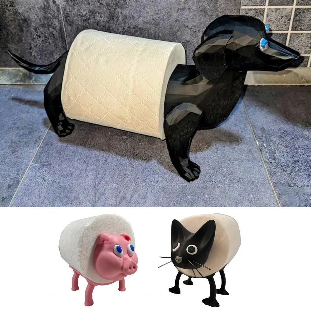 Puppy-shaped toilet tissue holder, solid colour, 8cm x 10.5cm freestanding paper stand