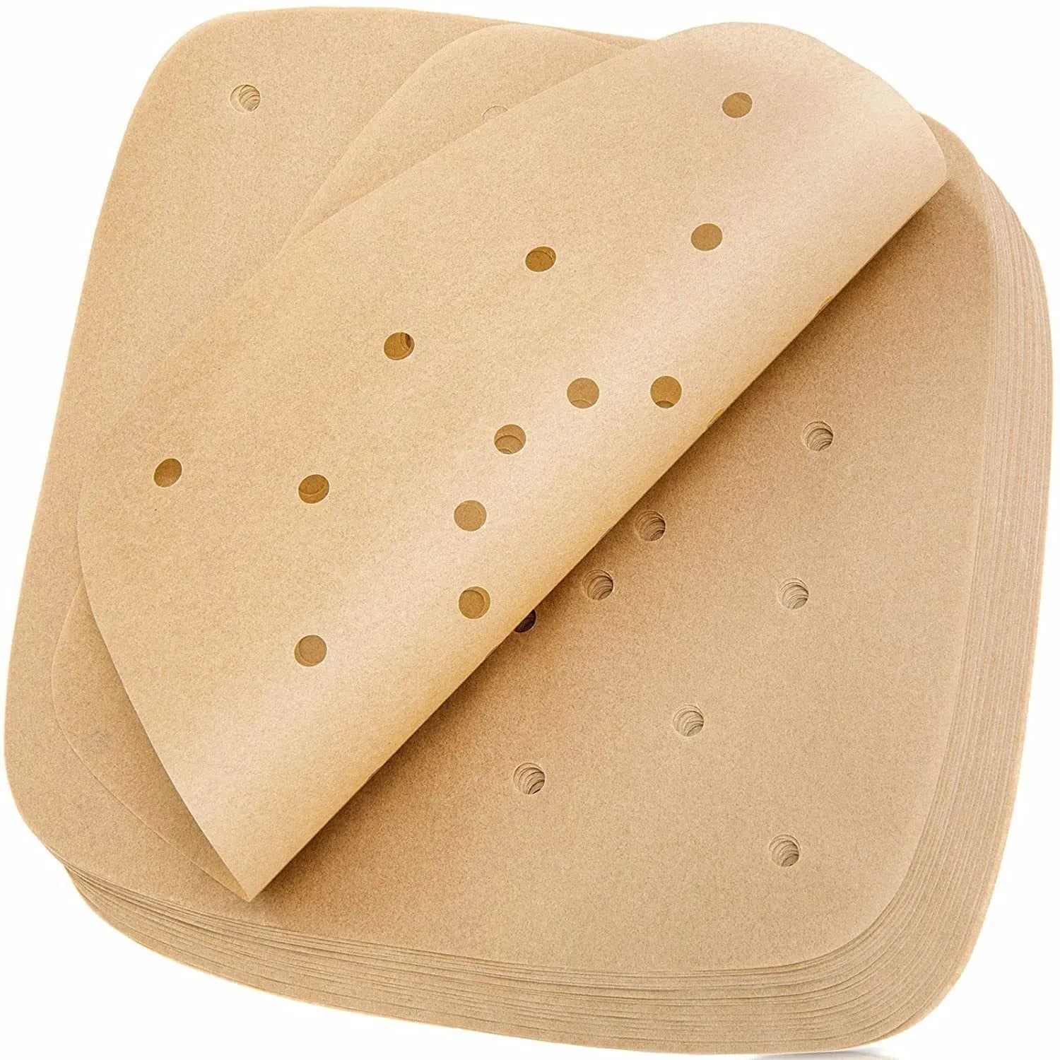 200-pack oiled paper square baking liners natural colour 8 inch 20cm for air fryer
