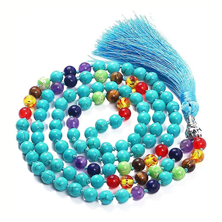 108-bead natural agate bracelet with round stones in ten colour options