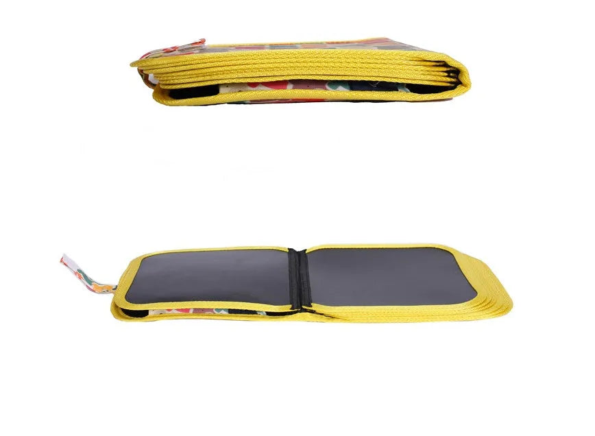 Children's portable drawing book with 12 watercolour pens and 2 wet wipes, non-toxic PVC, six pages, waterproof cover