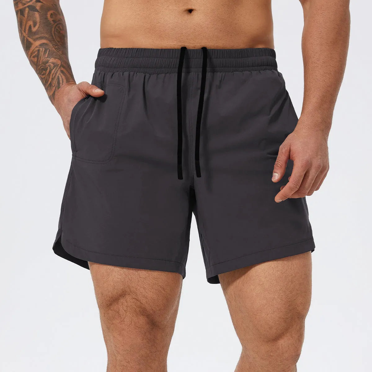 Men's moisture-wicking athletic shorts for basketball tennis running in nylon fabric