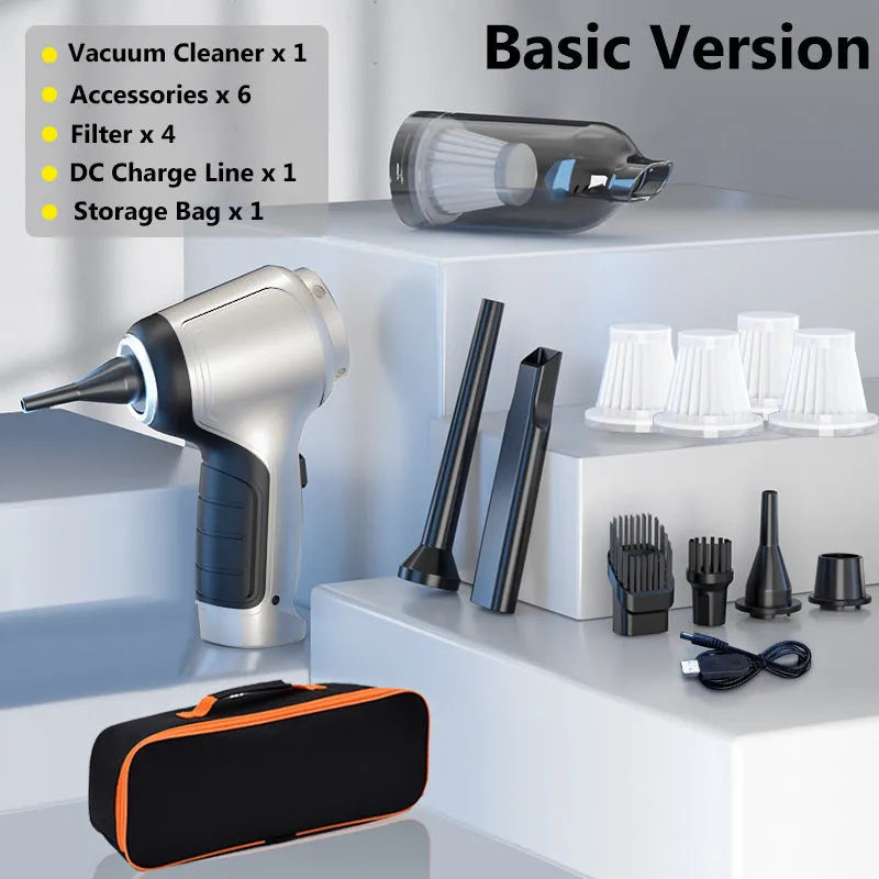Handheld cordless vacuum cleaner with EVA carrying bag for car and home cleaning