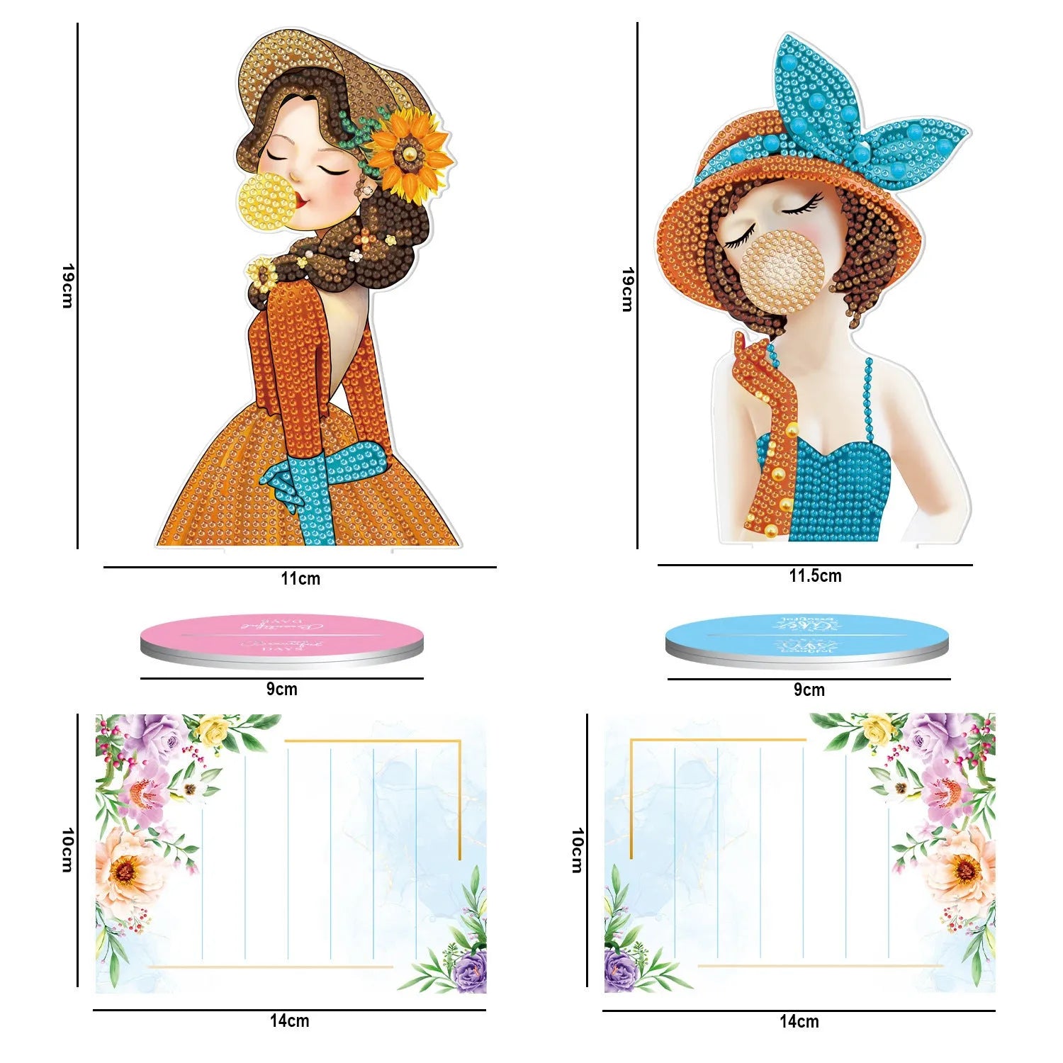 Handcrafted frameless diamond painting note clip desktop decoration on a wooden surface.