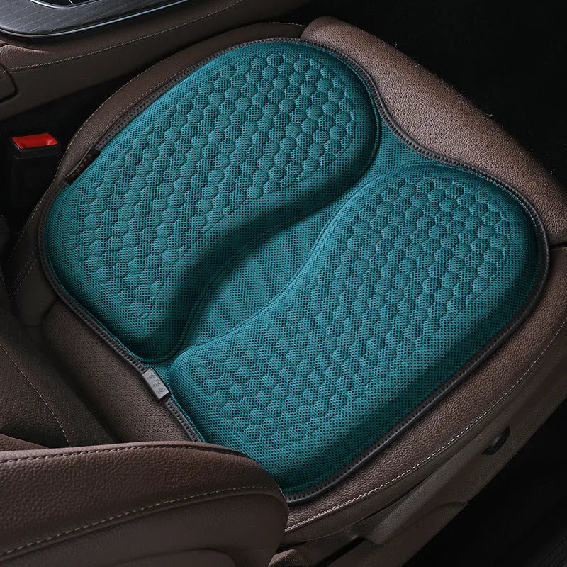 Honeycomb gel car seat cushion in assorted colours on a car seat.
