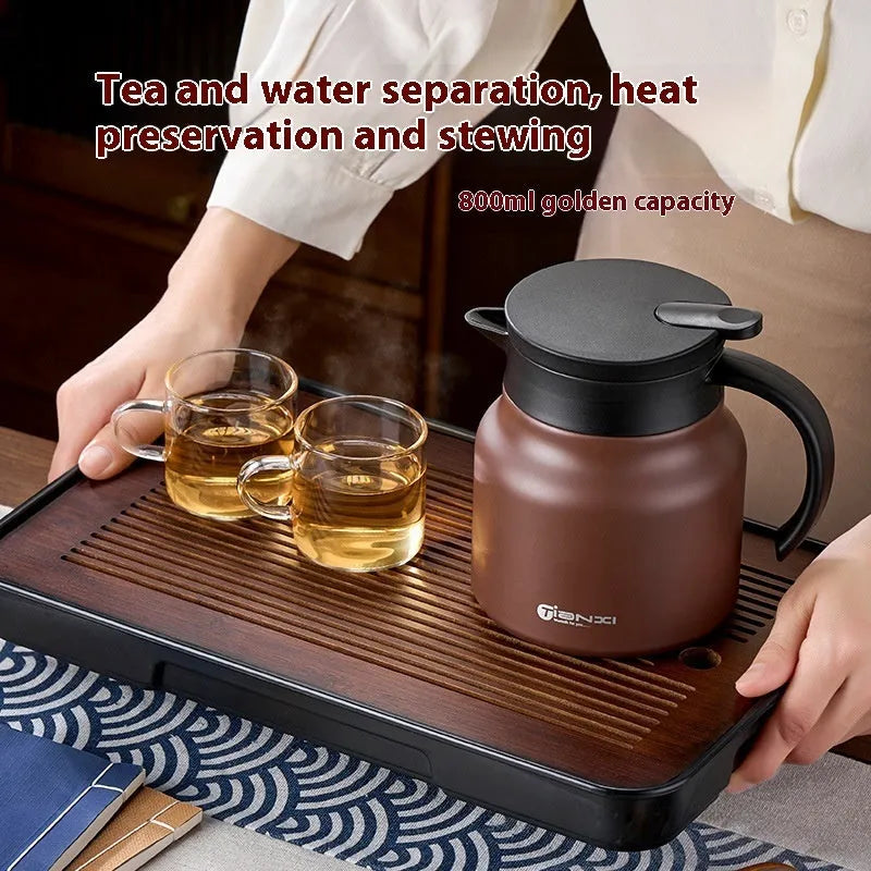 800ml ceramic teapot kettle with tea water separation, braised teapot style in black or brown