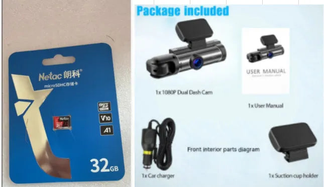 Dual-lens HD driving recorder with 3.5-inch screen for front and rear car cameras