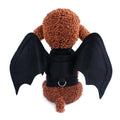 Black cloth bat wing pet costume on a dog or cat with 3D foldable wings and bat bell