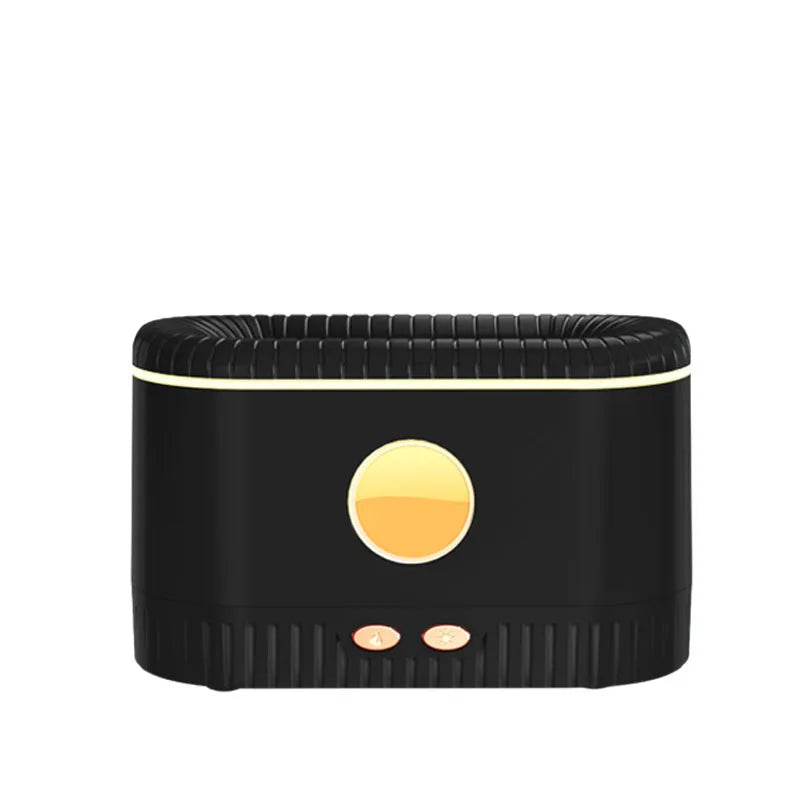 Simulated flame atmosphere humidifier, desktop aromatherapy mist diffuser, 200ml, white or black, 168 x 79 x 105mm