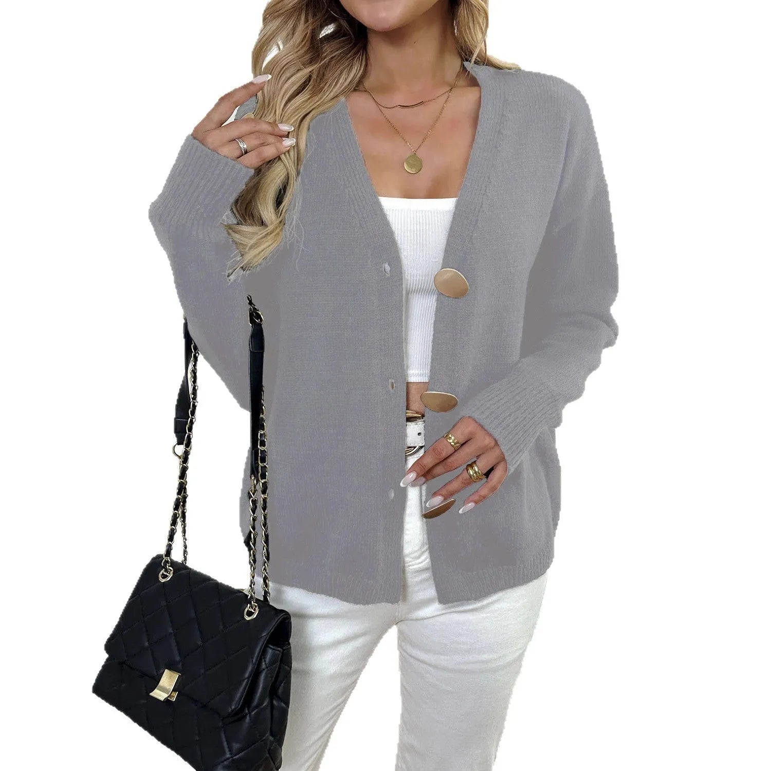 Women's deer plush sweater coat with princess sleeves in street hipster style