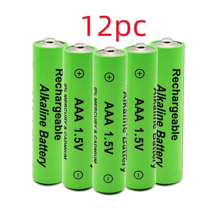 Pack of green AA alkaline rechargeable batteries labelled 3000mAh 1.5V.
