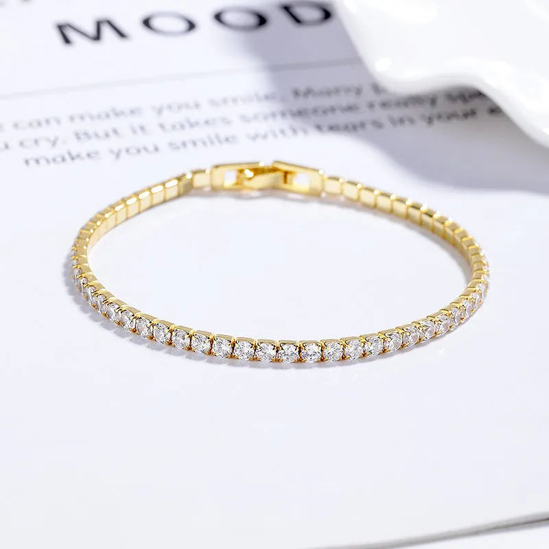 925 sterling silver full diamond pave bracelet for women electroplated white gold colour