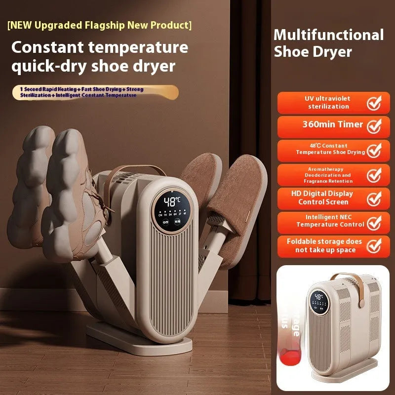 Portable foldable shoe dryer with timer, 180W, compatible with UK EU US CN plugs