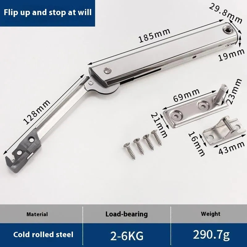 Cold rolled steel flap-up door support rod for tatami cabinets in natural stainless steel colour
