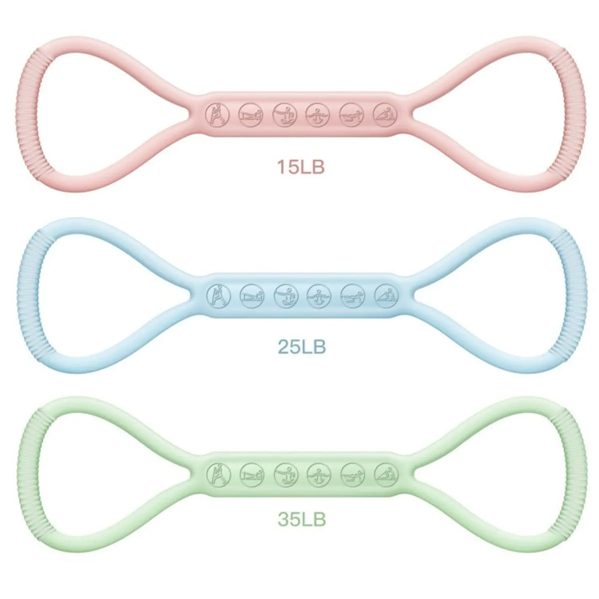 Mini resistance band kit set of 3 loop bands in Light, Medium, and Heavy levels for legs and glutes