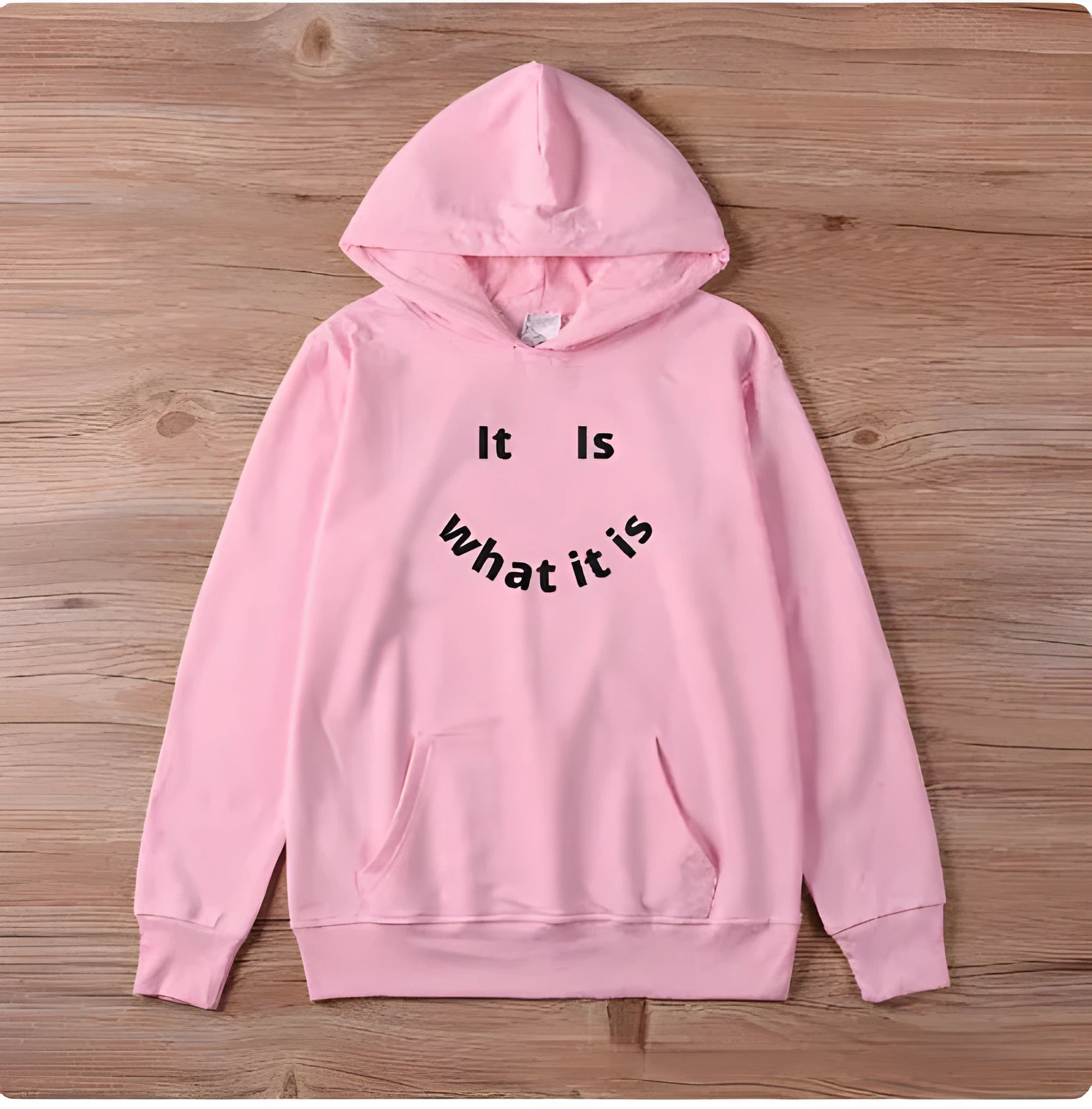 Fleece-lined hoodie sweater with smiley face print in multiple colours for women