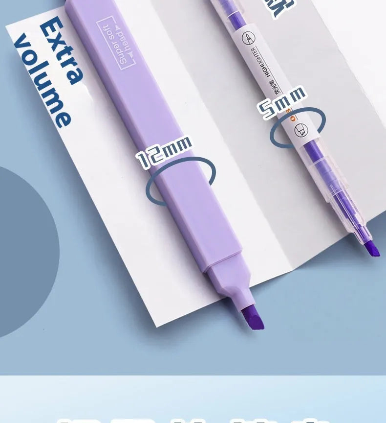 A set of double-ended fluorescent marker pens showing two coloured tips, arranged in a pack.