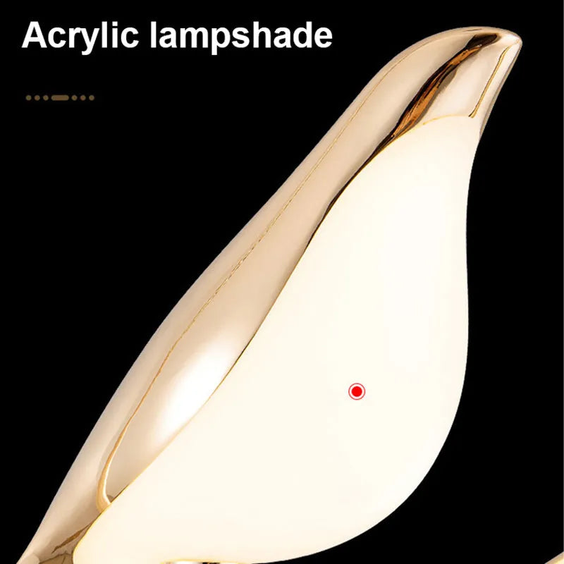Modern minimalist magpie bird chandelier, 35 x 150 cm, zinc alloy and acrylic