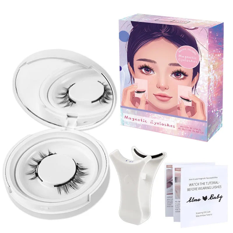 Magnetic suction false eyelashes one pair class mink hair natural simulation daily wear with white clip option