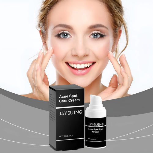 15g container of mild acne cream with tea tree oil and aloe for spot-prone skin