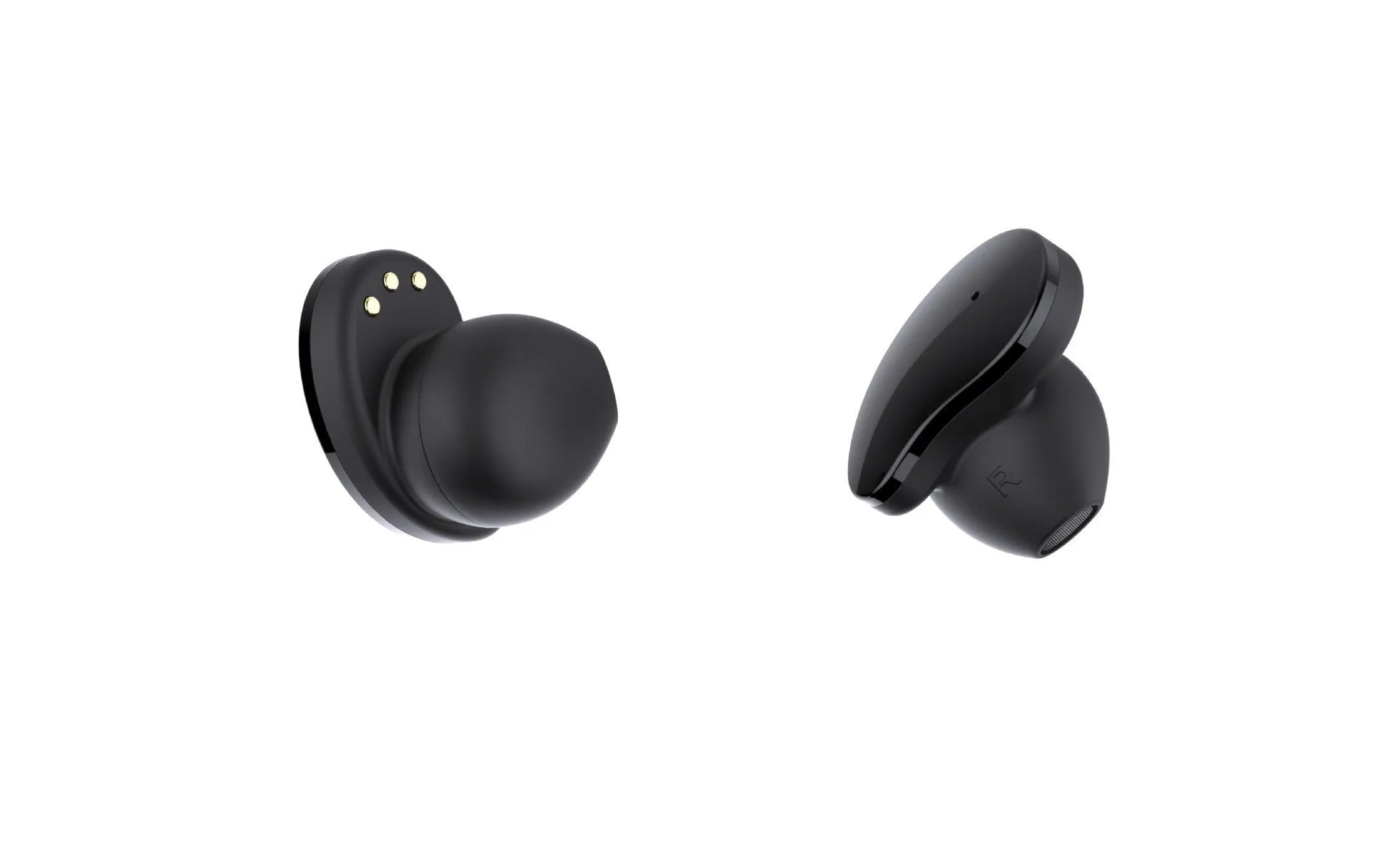 Black smart bracelet with detachable TWS Bluetooth earphones showing colour screen display