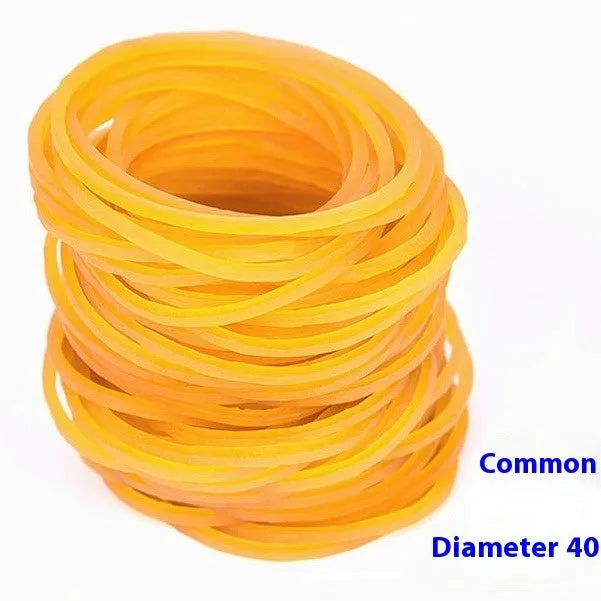 500g pack of assorted size yellow rubber bands for bundling and organisation