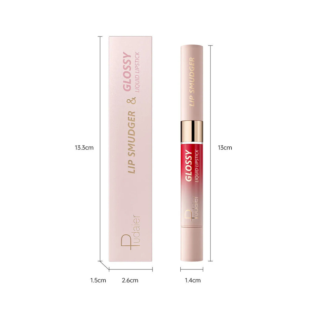 Double-headed lipstick with matte finish showing ten colour options from 01 to 10