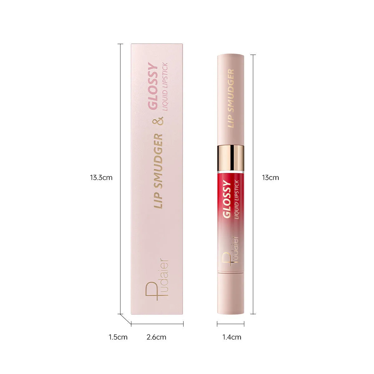 Double-headed lipstick with matte finish showing ten colour options from 01 to 10