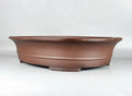 Handmade antique oval bonsai pot in Yixing purple mud, 66cm long, for pine and cypress