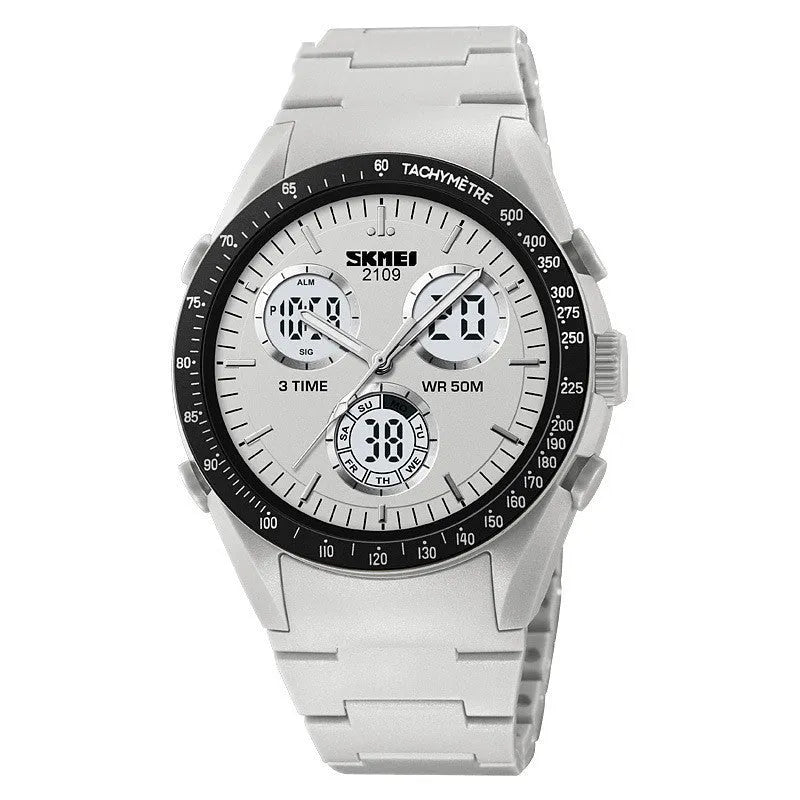 Casual electronic watch with resin mirror, ABS case, TPU strap and 50 m waterproof depth